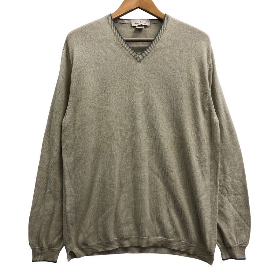 美品◆エルメネジルドゼニア ニットセーター シルク カシミヤ Vネック ベージュ系 サイズ50 メンズ Ermenegildo Zegna 【AFB41】
