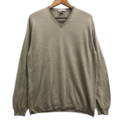 美品◆エルメネジルドゼニア ニットセーター シルク カシミヤ Vネック ベージュ系 サイズ50 メンズ Ermenegildo Zegna 【AFB41】