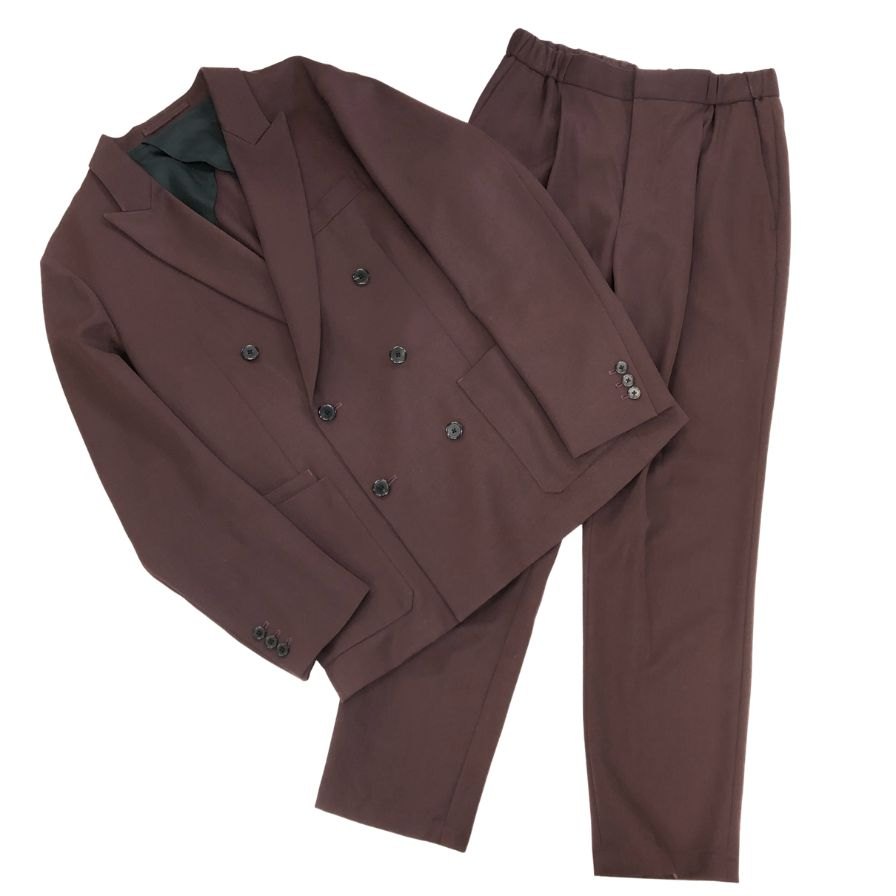 キャバン セットアップ ダブルブレスト ウールギャバ ブラウン サイズM CABAN【AFA10】