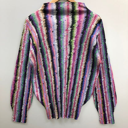 極美品◆プリーツプリーズ イッセイミヤケ カットソー 長袖 ボトルネック マルチカラー サイズ3 PP43-JK783 PLEATS PLEASE ISSEY MIYAKE 【AFB5】