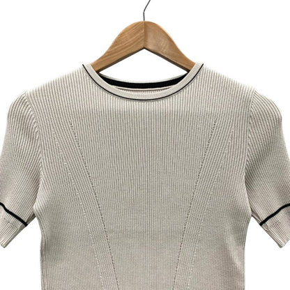 極美品◆フォクシー 半袖ニット カットソー ロゴプレート サイズ38 ベージュ レディース 34854-KATFY27TM FOXEY 【AFB11】