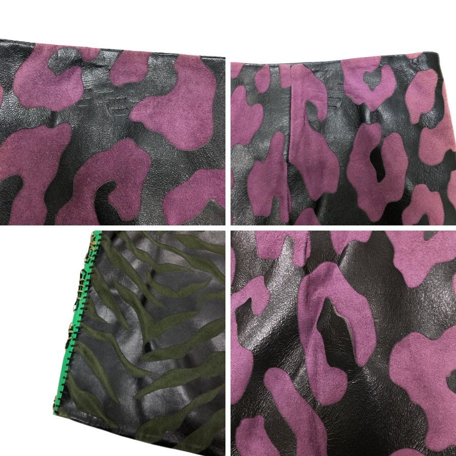 ジャンニヴェルサーチ レザー ミニ スカート レディース クロスパッチ ラムスキン サイズ40 マルチカラーGIANNI VERSACE【AFB44】
