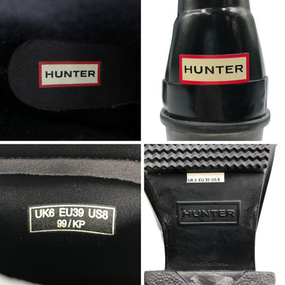 ハンター レインブーツ サイドゴア PVC ラバー ヒール ブラック レディース サイズUK6 HUNTER 約25.0cm【AFC43】