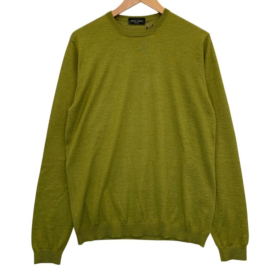 極美品◆ロベルトコリーナ ニット セーター ハイゲージ カシミア シルク グリーン メンズ サイズ48 roberto collina 【AFB12】