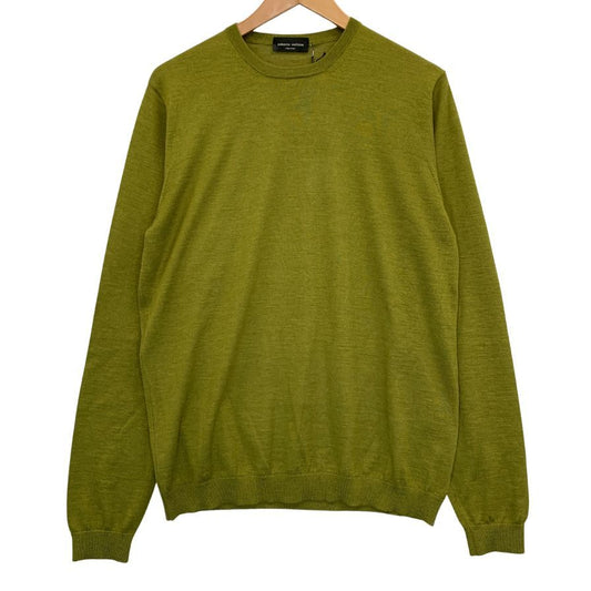 極美品◆ロベルトコリーナ ニット セーター ハイゲージ カシミア シルク グリーン メンズ サイズ48 roberto collina 【AFB12】