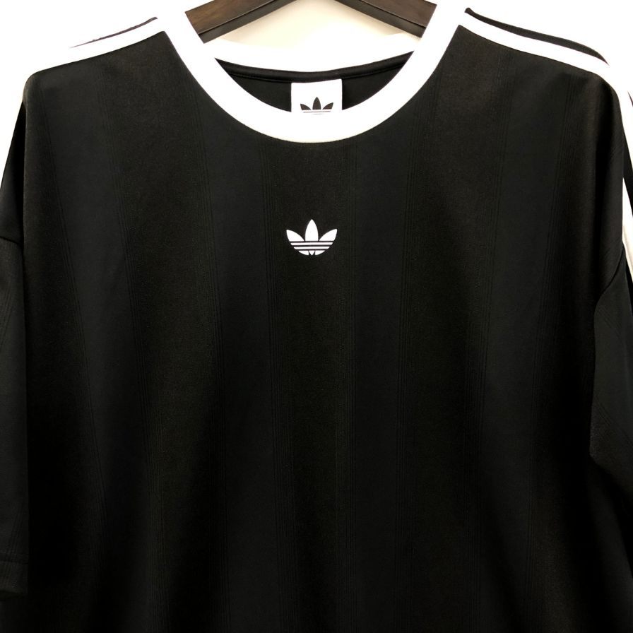 極美品◆アディダス アディカラー 半袖Tシャツ ジャカード ジャージー ブラック メンズ サイズ3XL ADIDAS 【AFB3】