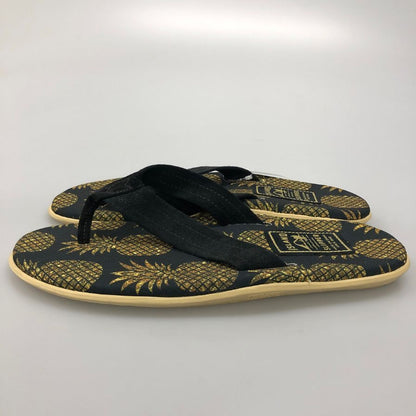 アイランドスリッパ ビーチサンダル 総柄 クラシック パイナップル パイン デザイン ブラック メンズ サイズ12 ISLAND SLIPPER 約30.0cm【AFC2】