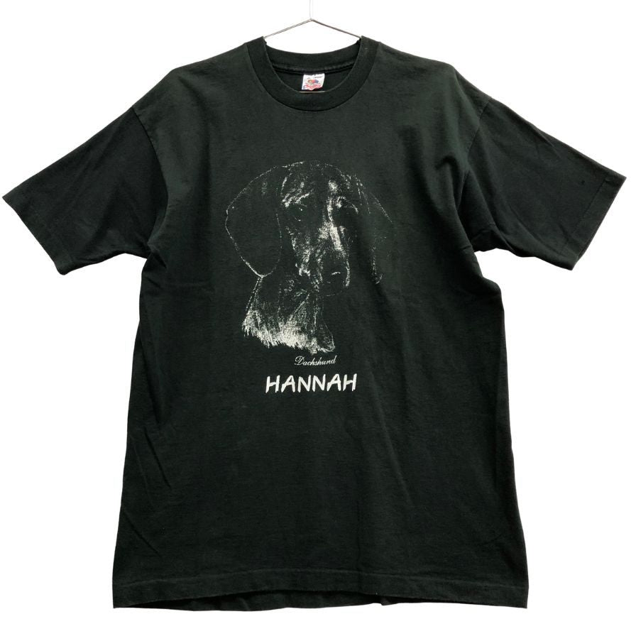 中古◆フルーツオブザルーム 半袖Tシャツ 90S ダックスフンド USA製 ブラック メンズ サイズL FRUIT OF THE LOOM 【AFB43】