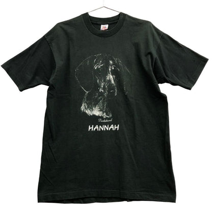 中古◆フルーツオブザルーム 半袖Tシャツ 90S ダックスフンド USA製 ブラック メンズ サイズL FRUIT OF THE LOOM 【AFB43】