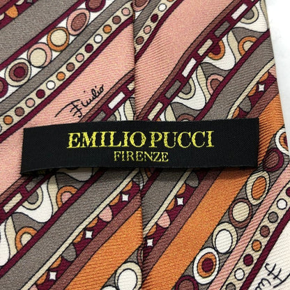 エミリオ プッチ 100%シルクネクタイ ピンク系総柄 EMILIO PUCCI【AFI17】
