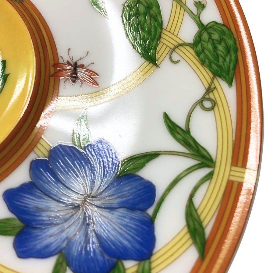 エルメス シエスタ カップ&ソーサー 花柄 イエロー系 2客セット HERMES【AFI28】【中古】