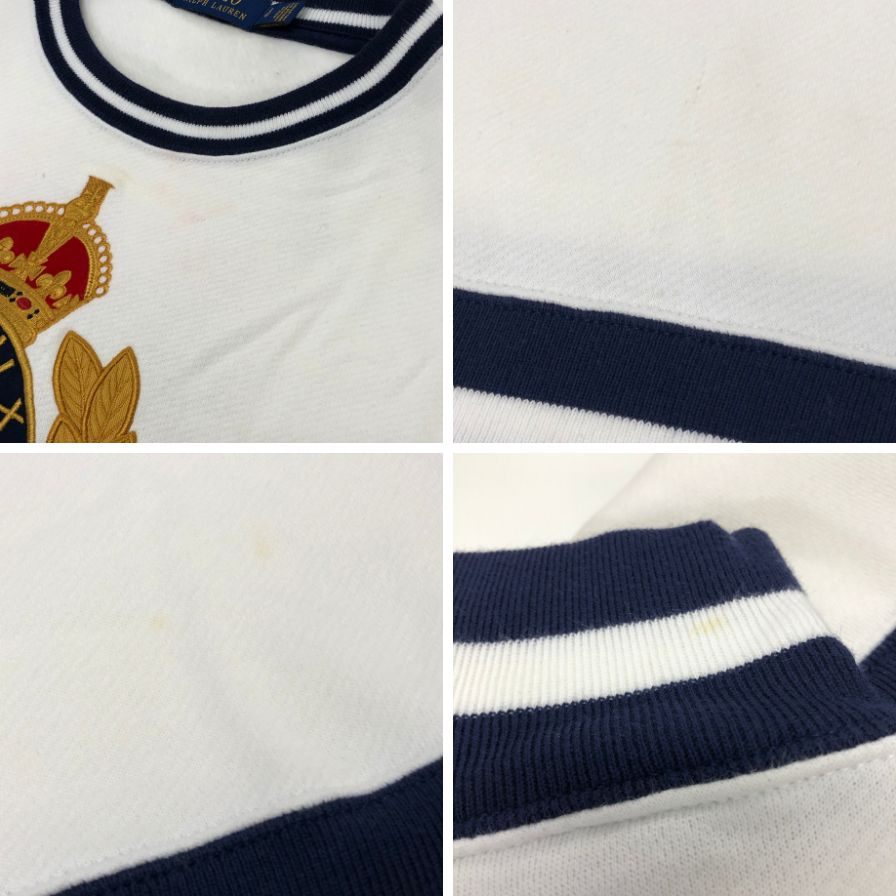 美品◆ポロ ラルフローレン 国内正規 エンブレム トップス 裏起毛 トレーナー メンズ サイズL ホワイト Polo Ralph Lauren 【AFB43】