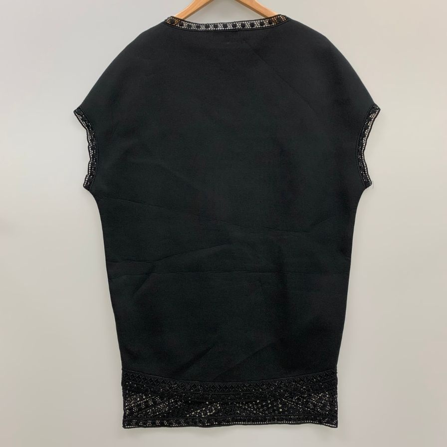 極美品◆エルマノ シェルビーノ 半袖レースしらいトップス イタリア製 レディース サイズ44 ブラック ERMANNO SCERVINO 【AFB12】
