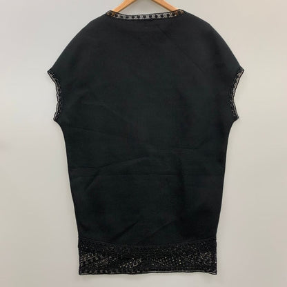 極美品◆エルマノ シェルビーノ 半袖レースしらいトップス イタリア製 レディース サイズ44 ブラック ERMANNO SCERVINO 【AFB12】