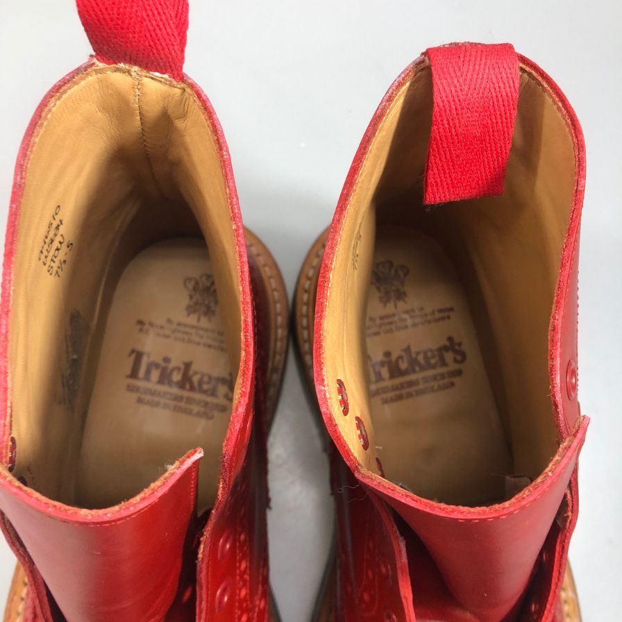 トリッカーズ カントリーブーツ ウイングチップ ストウ WS634 メンズ サイズ 7ハーフ レッド  Tricker's ブーツ 約26.0cm【LA】【中古】