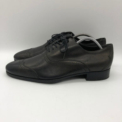 グッチ レザーシューズ ウイングチップ メダリオン 124099 カーフ メンズ ブラック サイズ39.5E GUCCI 約24.5cm【PTM】