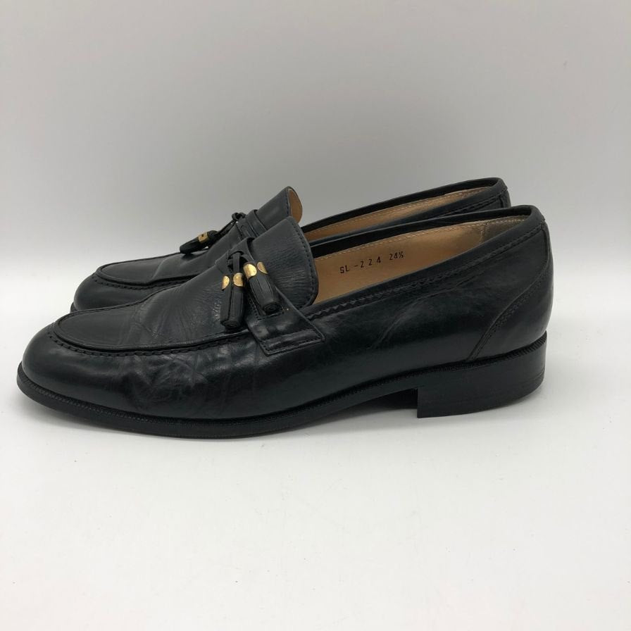 イヴサンローラン タッセルローファー ガラスレザー SL-224 メンズ ブラック サイズ24.5cm Yves Saint Laurent 約24.5cm【PTM】