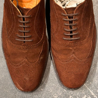 グレンソン レザーシューズ 6381 フルブローグ スエード ブラウン サイズUK6.5F メンズ GRENSON ビジネスシューズ 約25.0cm【LA】【中古】
