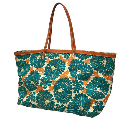 フェンディ キャンバス 花柄 ハンドバッグ ブルー FENDI【AFE4】