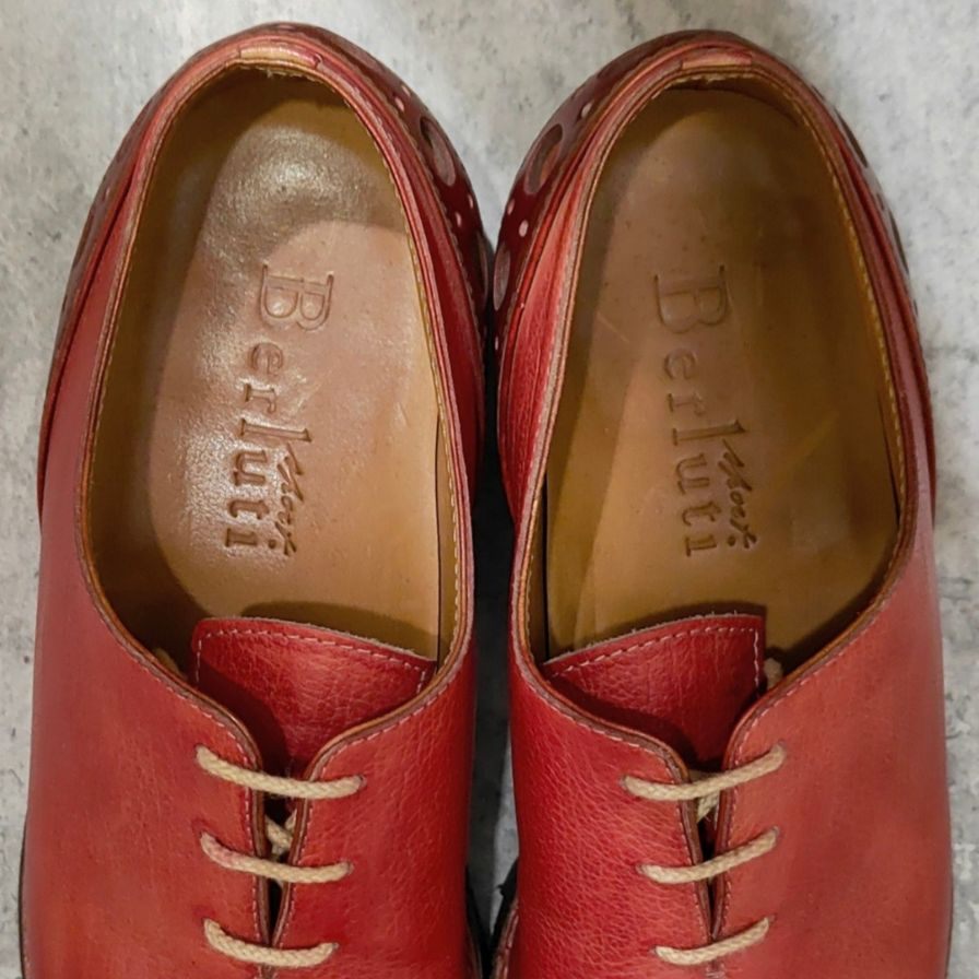 ベルルッティ レザーシューズ ウルテマ ホールカット レッド系 サイズUK6.5 BERLUTI ビジネスシューズ 約25.5cm【LA】【中古】