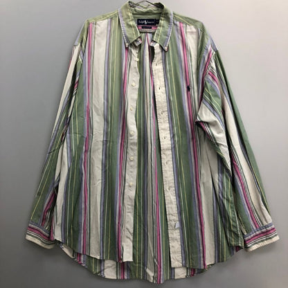 中古◆ラルフローレン ボタンダウンシャツ 90S オールド ストライプ メンズ サイズXXL Ralph Lauren 【AFB40】