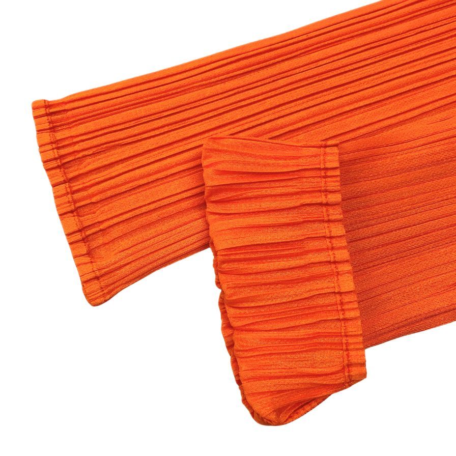 極美品◆プリーツプリーズ イッセイミヤケ ハイネック カットソー PP21-JK111  レディースサイズ 3 オレンジ PLEATS PLEASE ISSEY MIYAKE MADE IN JAPA 【AFB14】