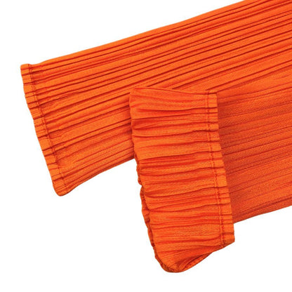 極美品◆プリーツプリーズ イッセイミヤケ ハイネック カットソー PP21-JK111  レディースサイズ 3 オレンジ PLEATS PLEASE ISSEY MIYAKE MADE IN JAPA 【AFB14】