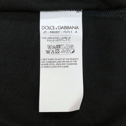 美品◆ドルチェ&ガッバーナ ウール100% ラウンドネック トップス Tシャツ イタリア製 レディース サイズ46 ブラック  DOLCE & GABBANA 【AFB46】