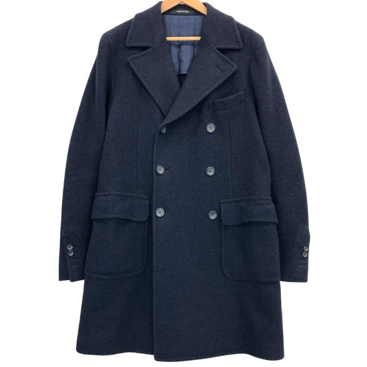美品◆タリアトーレ ブリッラ チェスターコート ウール ダブル ロング ネイビー メンズ サイズ48 TAGLIATORE Brilla 【AFA1】
