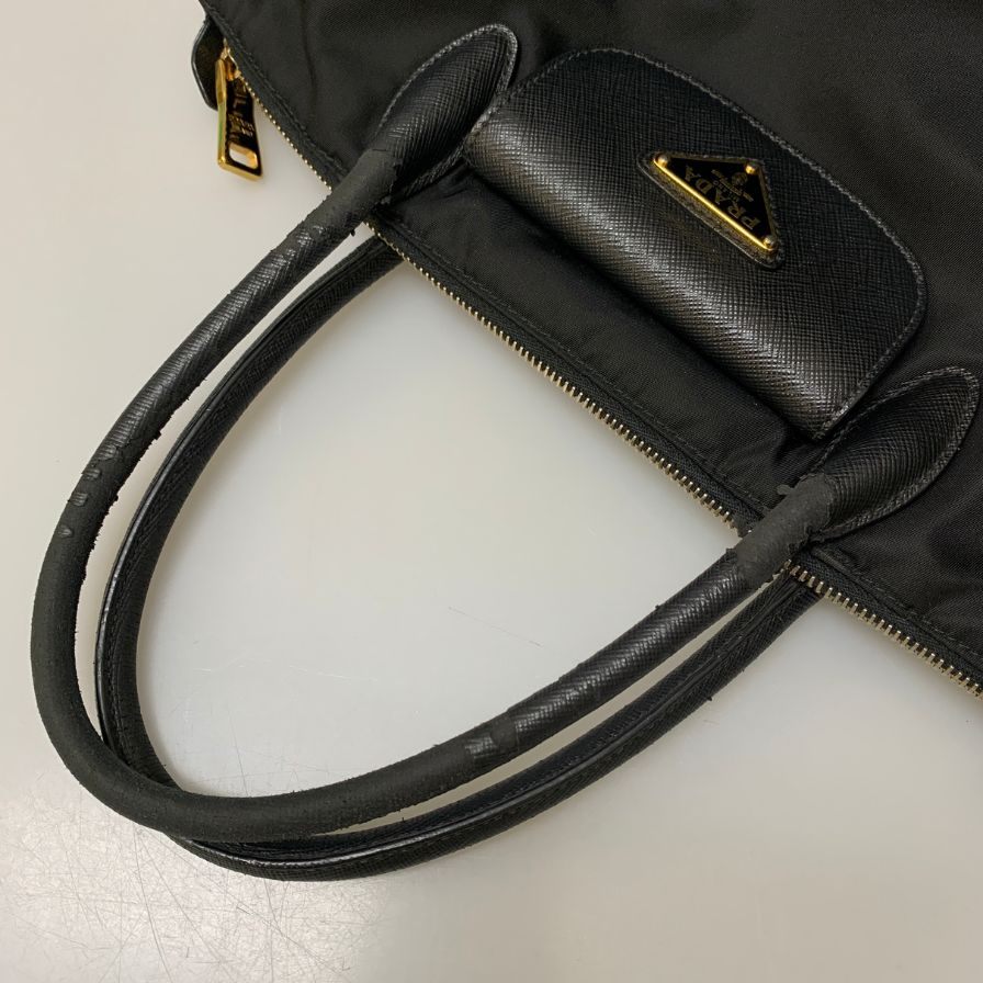 プラダ ハンドバッグ ナイロン×レザー 2WAY レディース ブラック PRADA【AFE3】
