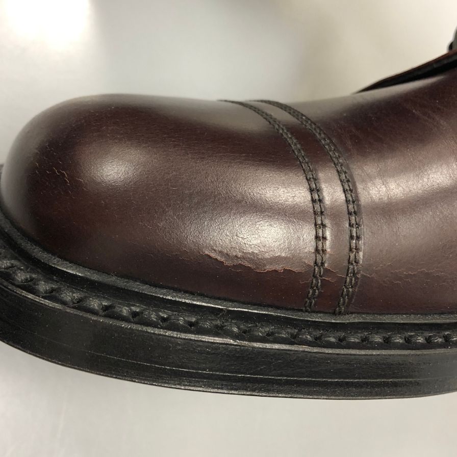 プラダ シングルモンク Uチップ メンズ サイズ 8 ブラウン PRADA 約27.0cm【AFC6】