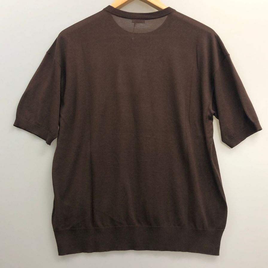 極美品◆キャッシュ＆バルバ シーアイランドコットン クルーネックニット Tシャツ ブラウン レディース サイズ2 cash&barba 【AFB15】