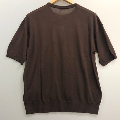極美品◆キャッシュ＆バルバ シーアイランドコットン クルーネックニット Tシャツ ブラウン レディース サイズ2 cash&barba 【AFB15】