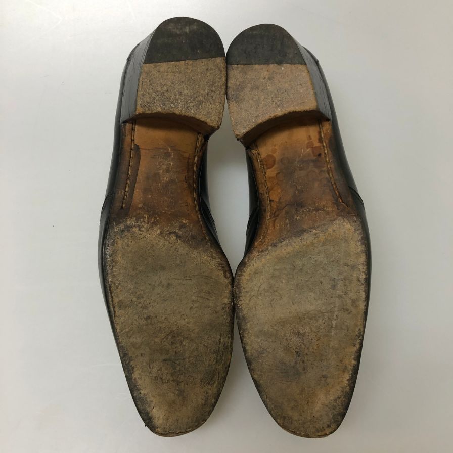 タニノクリスチー レザーシューズ スリッポン プレーントゥ ブラック サイズ5.5 メンズ TANINO CRISCI 約24.0cm【AFC29】
