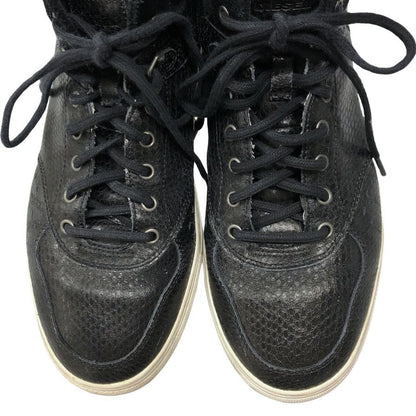 ディーゼル カウレザー ハイカット スニーカー RN93243 サイズ26.5cm ブラック メンズ DIESEL 約26.5cm【AFC44】
