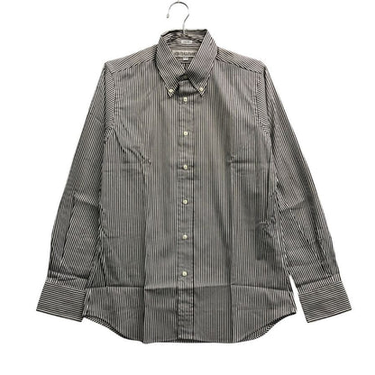 新品同様◆インディビジュアライズドシャツ ストライプシャツ MADE IN USA メンズ サイズ 15ハーフ グレー＆ホワイト INDIVIDUALIZED SHIRTS 【AFB14】