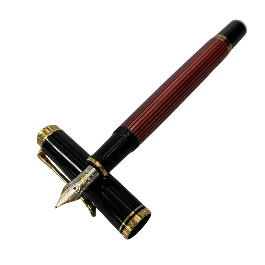 ペリカン 万年筆 スーベレーン 赤縞 ストライプ ペン先14C-585 F字 PELIKAN Souveran【AFI14】