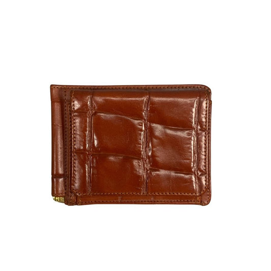 グレンロイヤル 財布 マネークリップ クロコ型押し ブラウン GLENROYAL【AFI19】