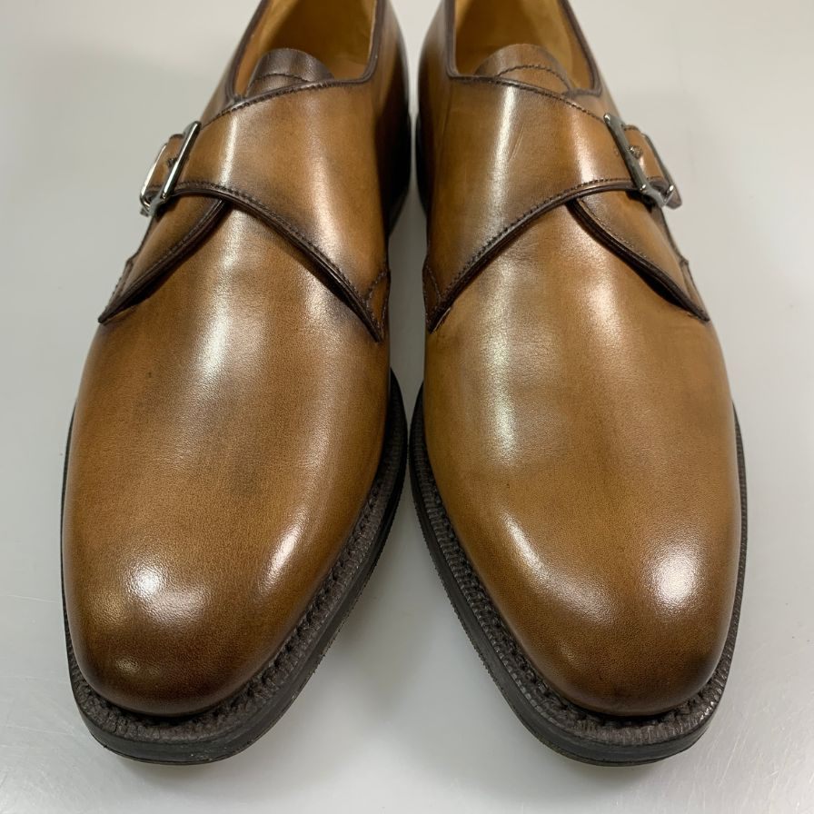 ベルルッティ カーフレザー シングルモンクストラップ ビジネスシューズ メンズ サイズ6.5 ブラウン Berluti 約25.0cm【AFD3】