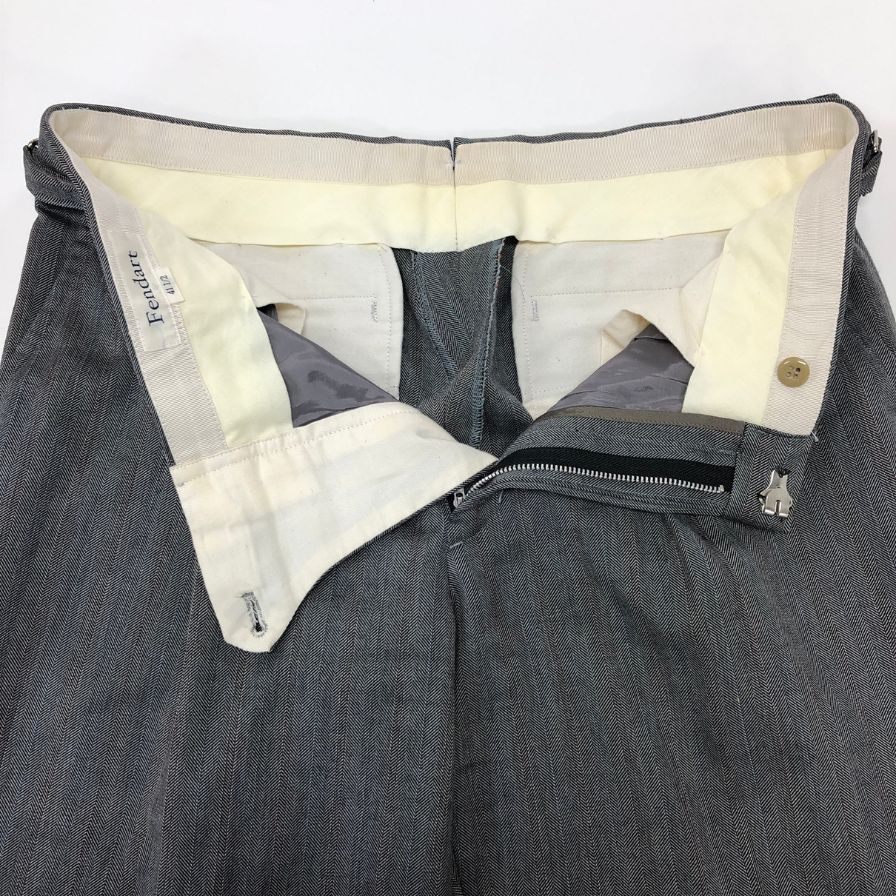 フェンダール パンツ スラックス ウール想定 サイドアジャスター ワンプリーツ メンズ サイズ41 1/2 グレー Fendart 【AFB33】