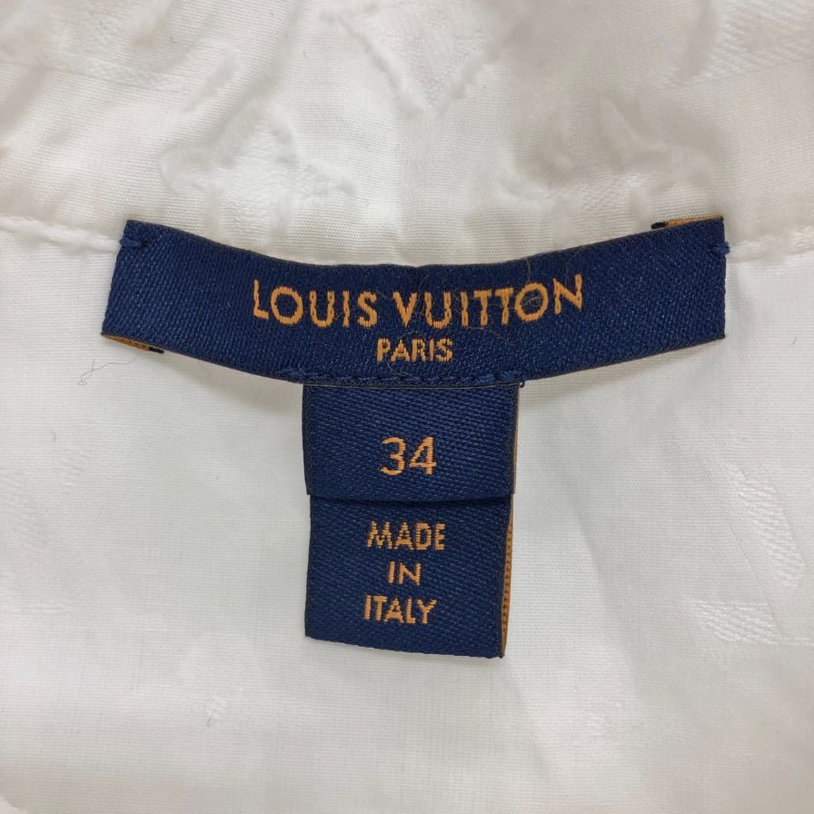 極美品◆ルイヴィトン 19AW モノグラムフリル ノースリーブシャツ ホワイト サイズ34 RW192W LOUIS VUITTON 【AFB36】
