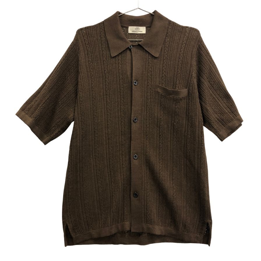 極美品◆メゾン エ ヴォヤージュ 半袖メッシュシャツ リネン ブラウン サイズM MAISON et VOYAGE 【AFB5】