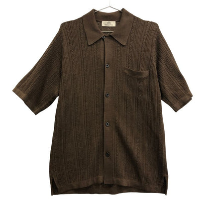 極美品◆メゾン エ ヴォヤージュ 半袖メッシュシャツ リネン ブラウン サイズM MAISON et VOYAGE 【AFB5】