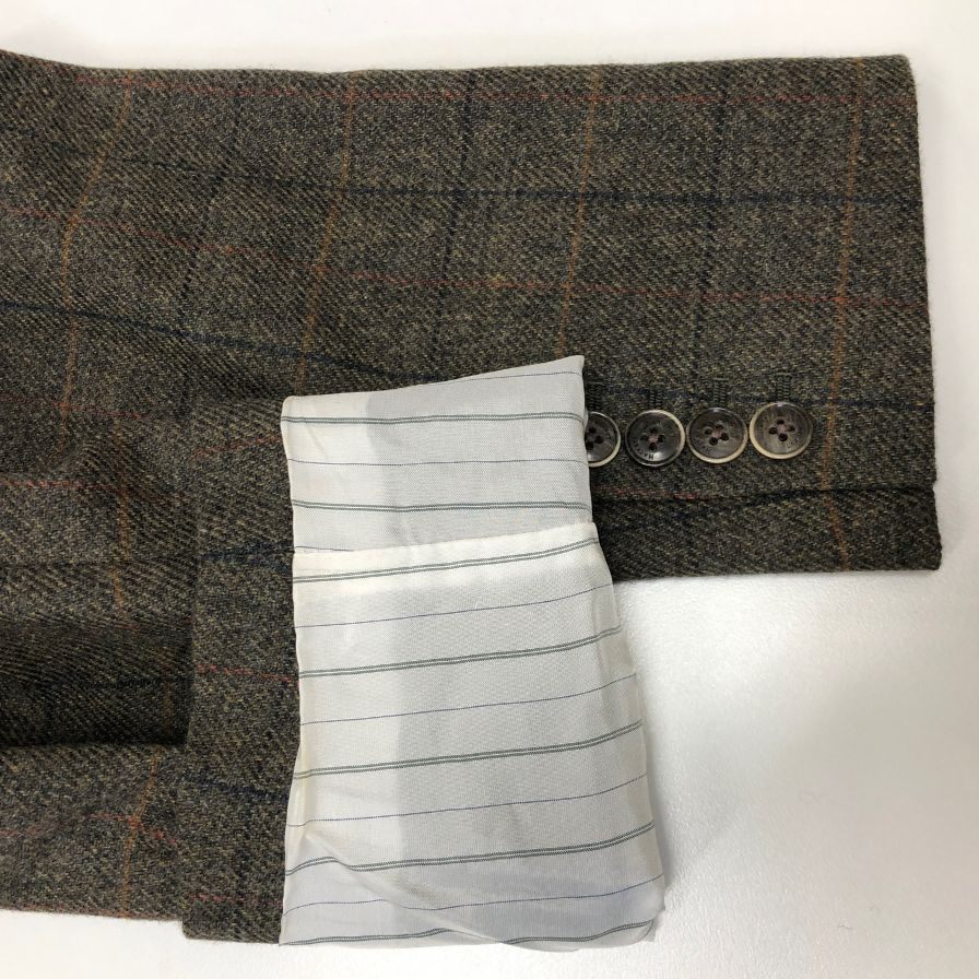 極美品◆ハケットロンドン  テーラードジャケット ウール 羊毛 チェック柄 グレー系 サイズ34R/44R HACKETT LONDON 【AFA1】