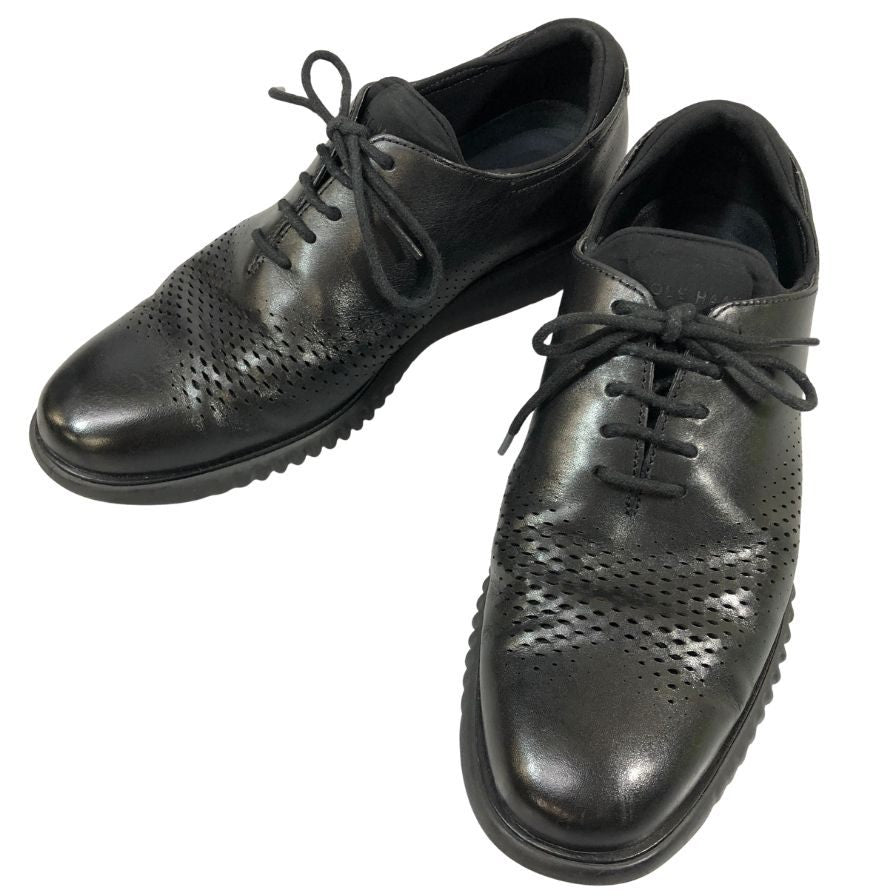 コールハーン レザースニーカー ゼログランド C23832 レーザーウィング メンズ ブラック サイズ9.5 COLE HAAN 約27.0cm【AFC49】