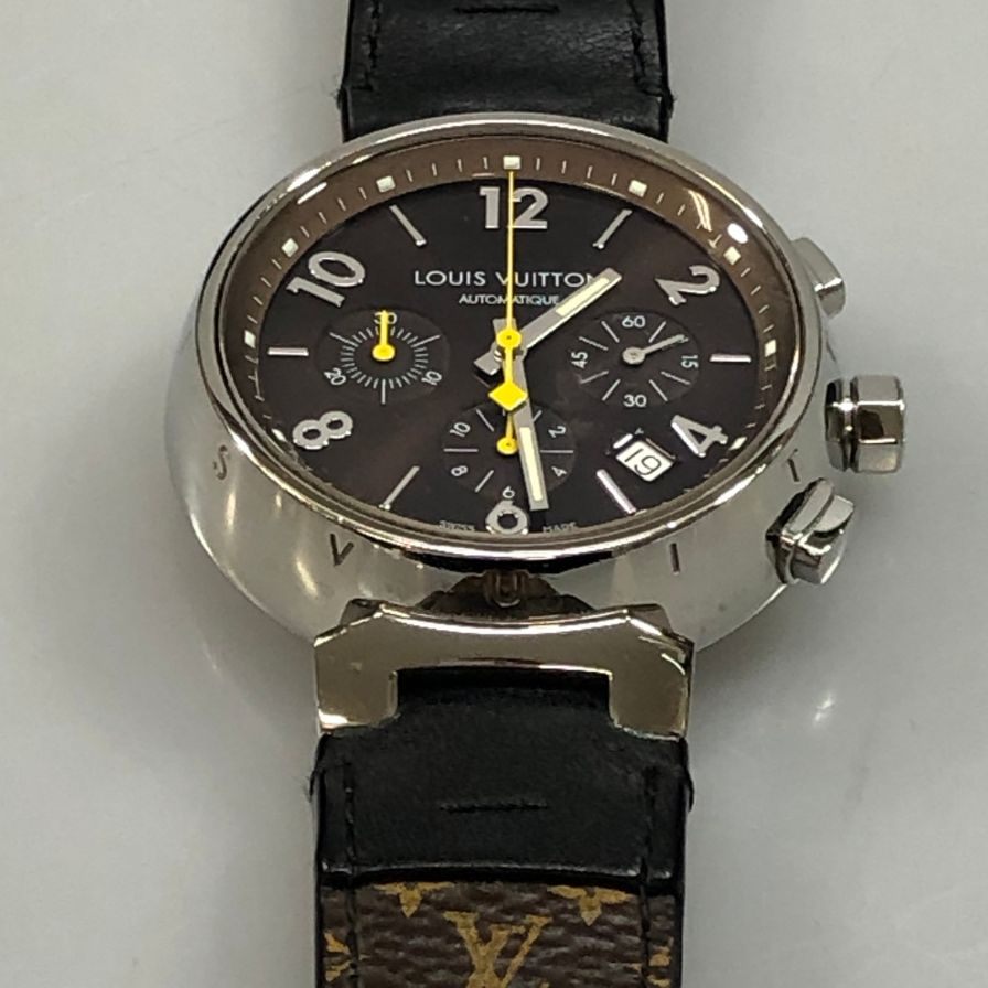 ルイヴィトン 腕時計 タンブール Q1121 ブラウン文字盤 モノグラム メンズ LOUIS VUITTON【AFI1】