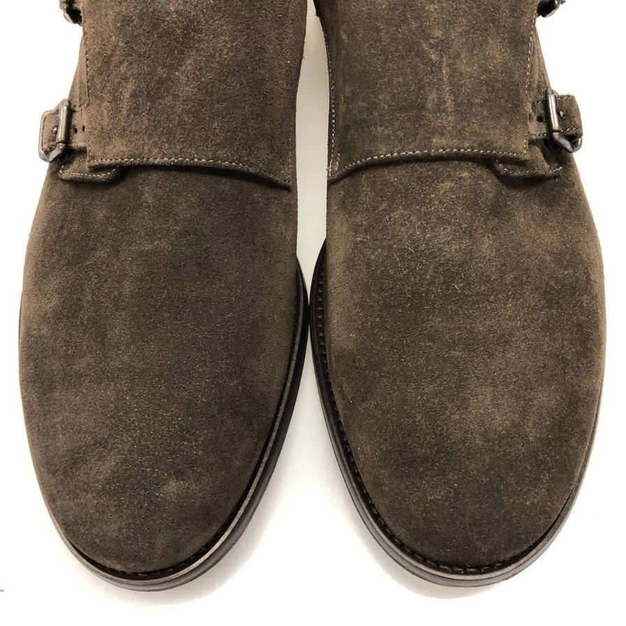 ブルックスブラザーズ レザーシューズ ダブルモンクストラップ スエード メンズ ブラウン サイズUK10.5 BROOKS BROTHERS 約28.5cm【AFD15】