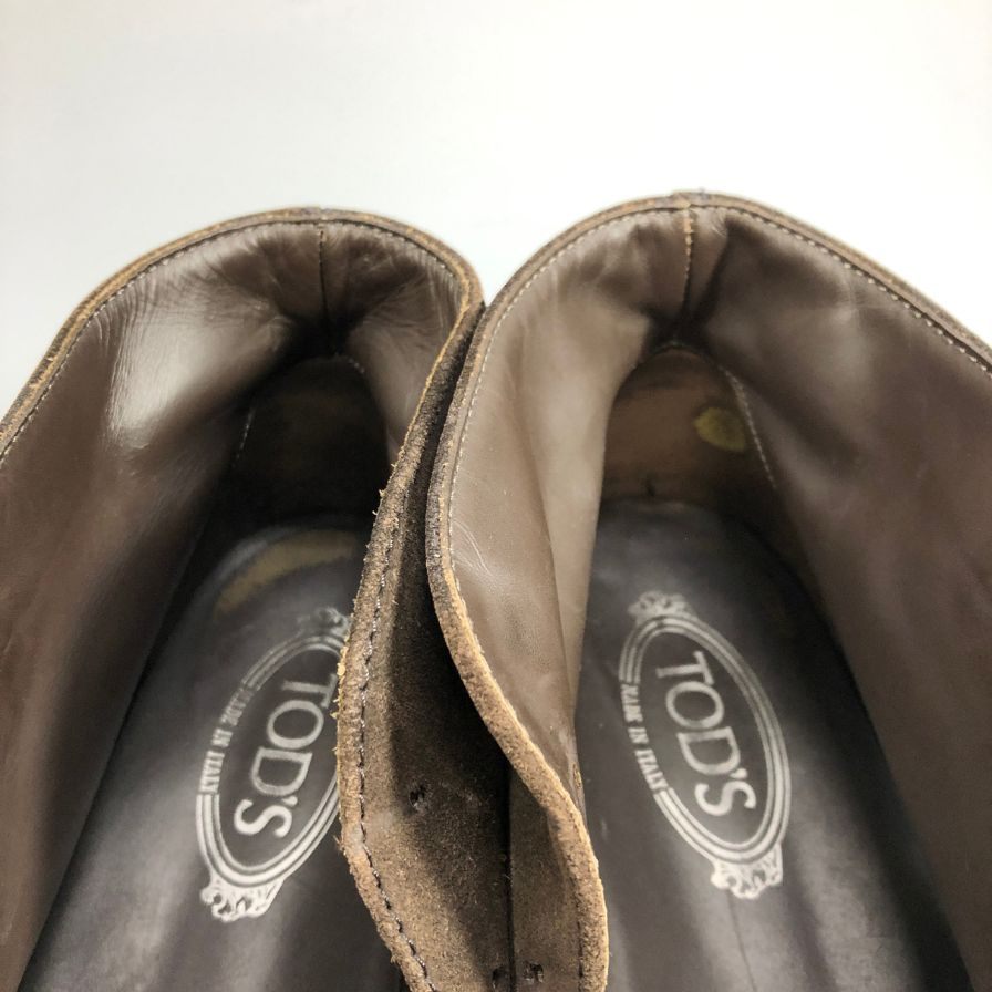 トッズ チャッカブーツ ドライビング スエード ブラウン サイズ7.5 ※紐なし  TODS 約26.5cm【AFC47】