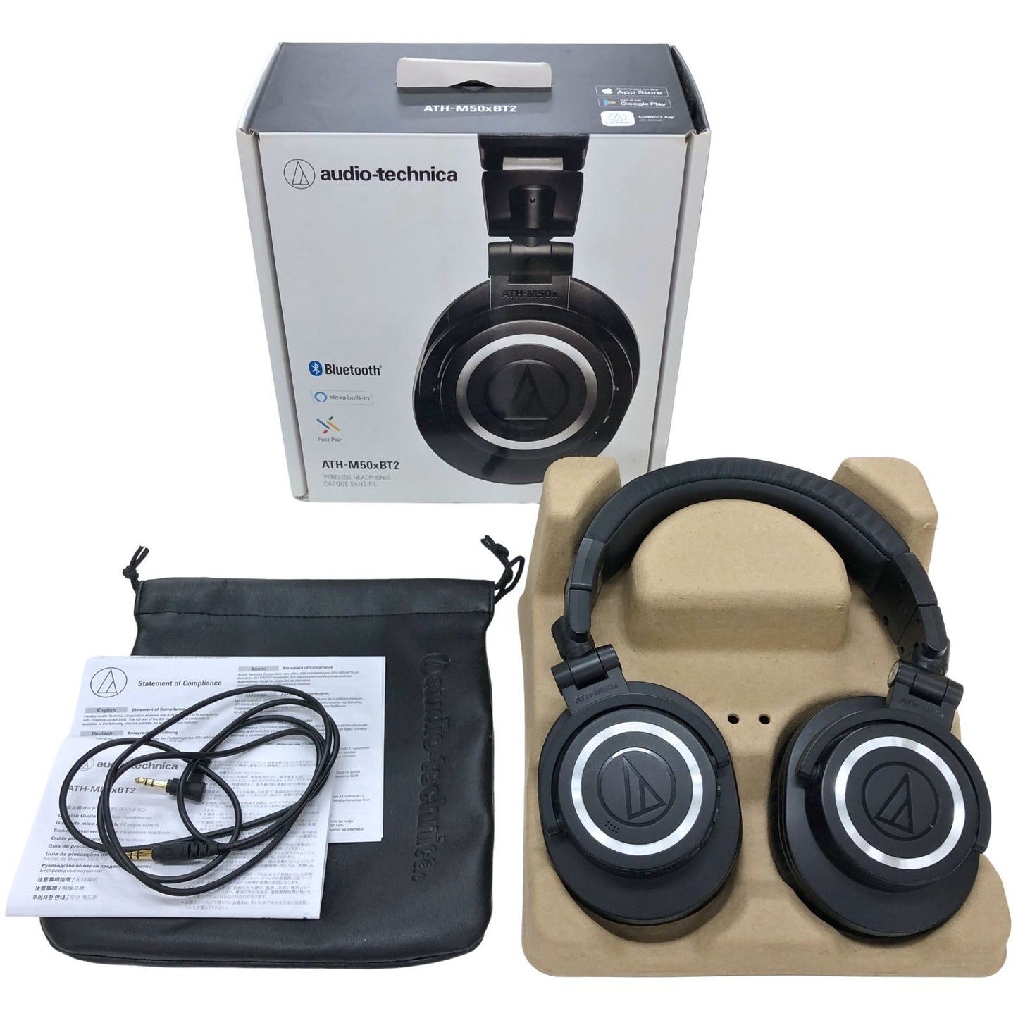 オーディオテクニカ ワイヤレスヘッドフォン  ATH-M50xBT2 Bluetooth ブラック×シルバー AUDIO TECHNICA【AFI28】【中古】