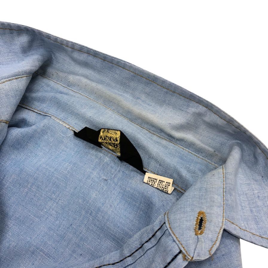 美品◆シアーズ 70S 三角タグ シャンブレーシャツ ブルー系 メンズ サイズ15.5 Sears 【AFB9】